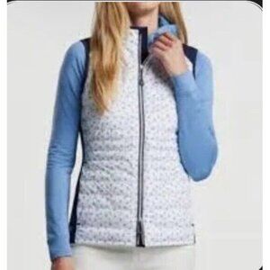COPY - Peter Millar Fuse Hybrid Vest Med Tossed Paisley White/Navy zippered NWT…